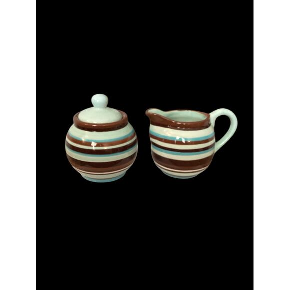 Vintage, Beautiful Set of Laurie Gates "Gates Ware" Creamer, Sugar with Lid - Picture 4 of 7